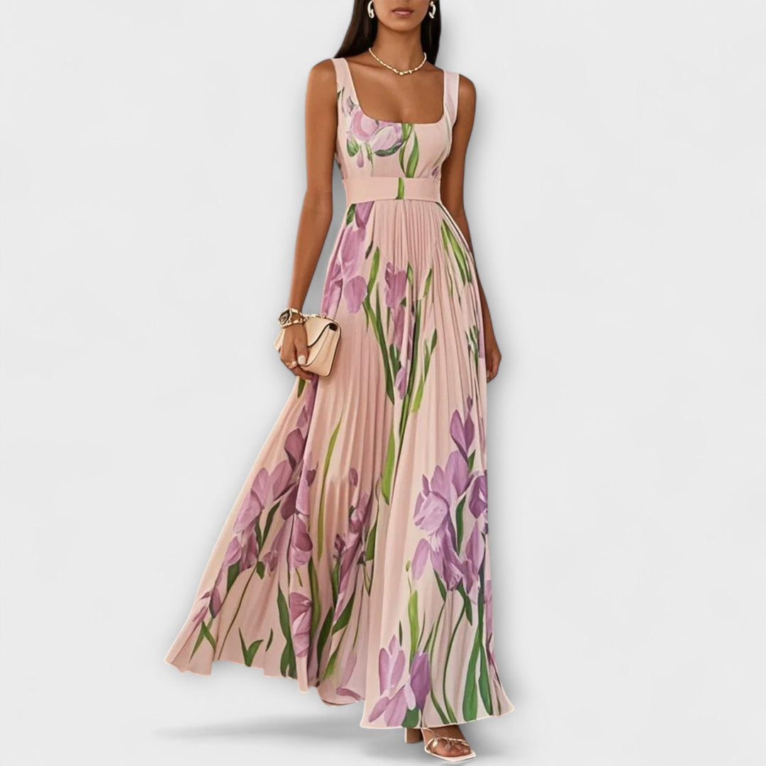 Araceli | Vestido maxi de gasa con estampado floral