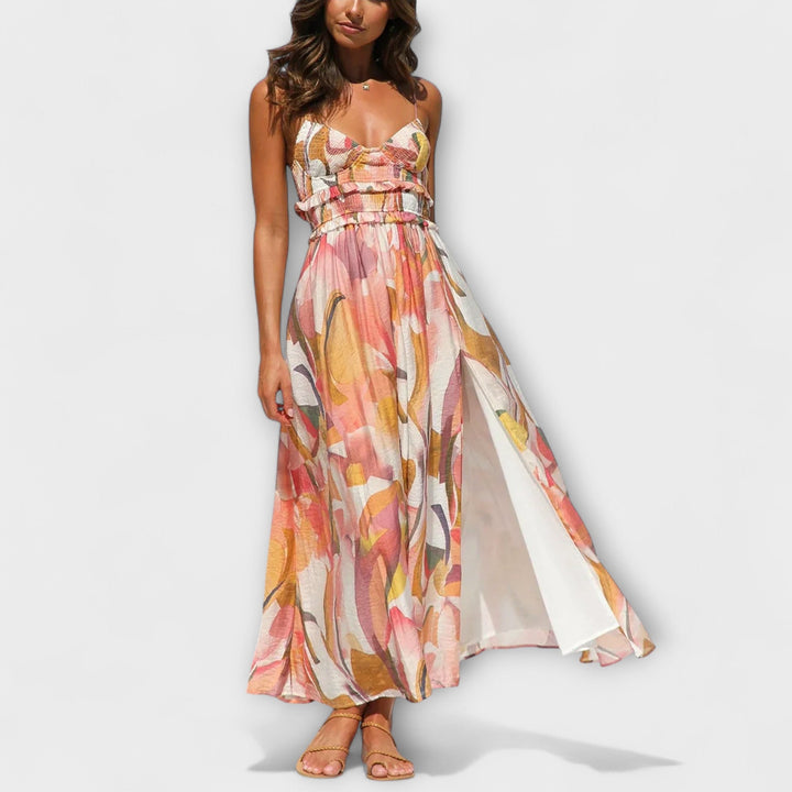Inés | Vestido maxi estampado de caída fluida