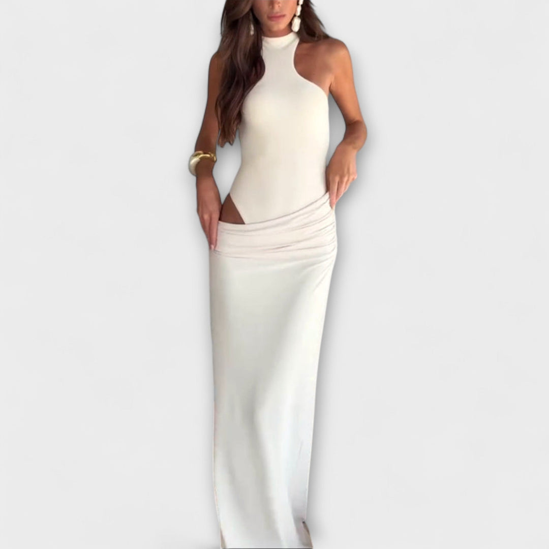 Sabina | Vestido maxi palabra de honor con abertura