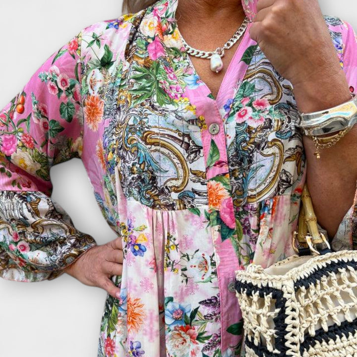Sofía | Vestido maxi floral en rosa