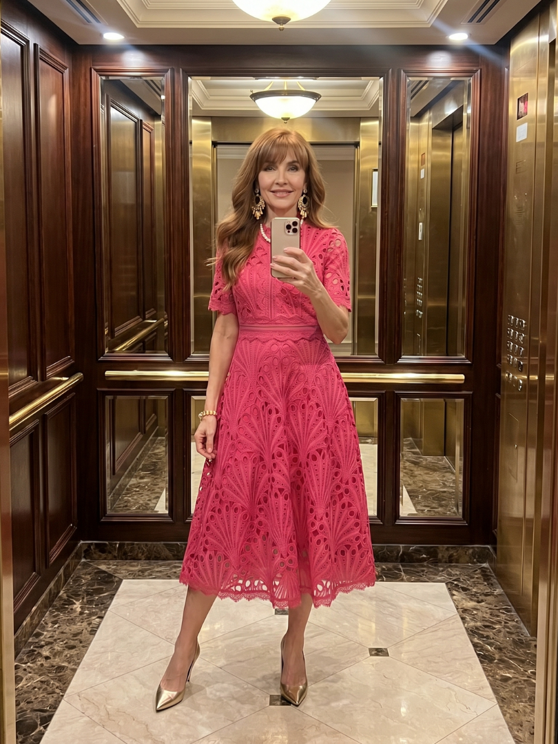 Luisa | Vestido de encaje en rosa