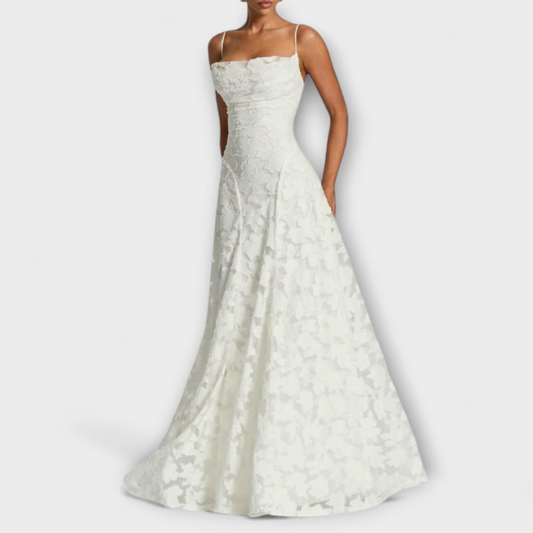 Julia | Vestido maxi de jacquard floral
