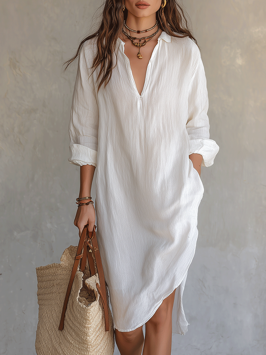Gala | Vestido midi blanco de corte relajado