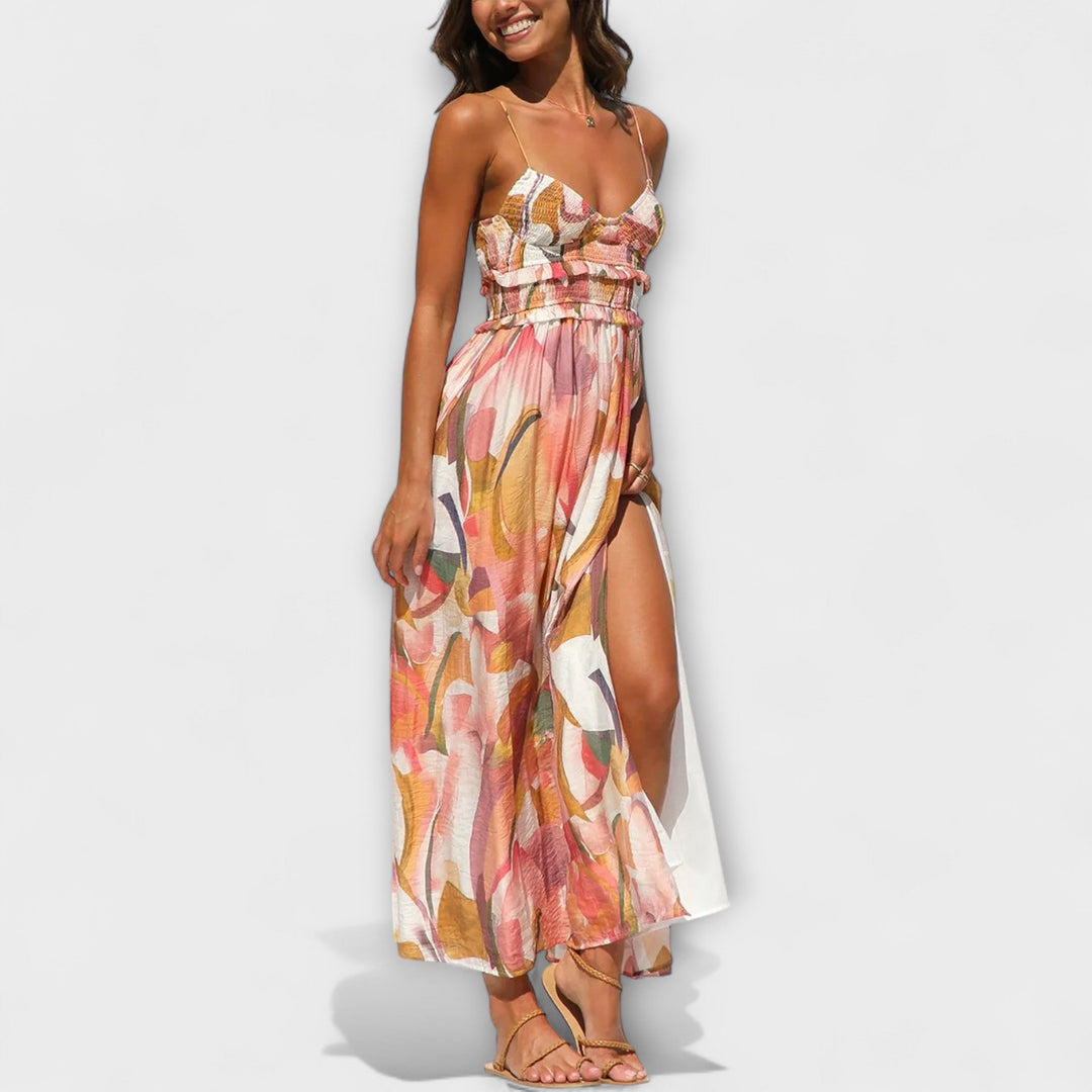 Inés | Vestido maxi estampado de caída fluida