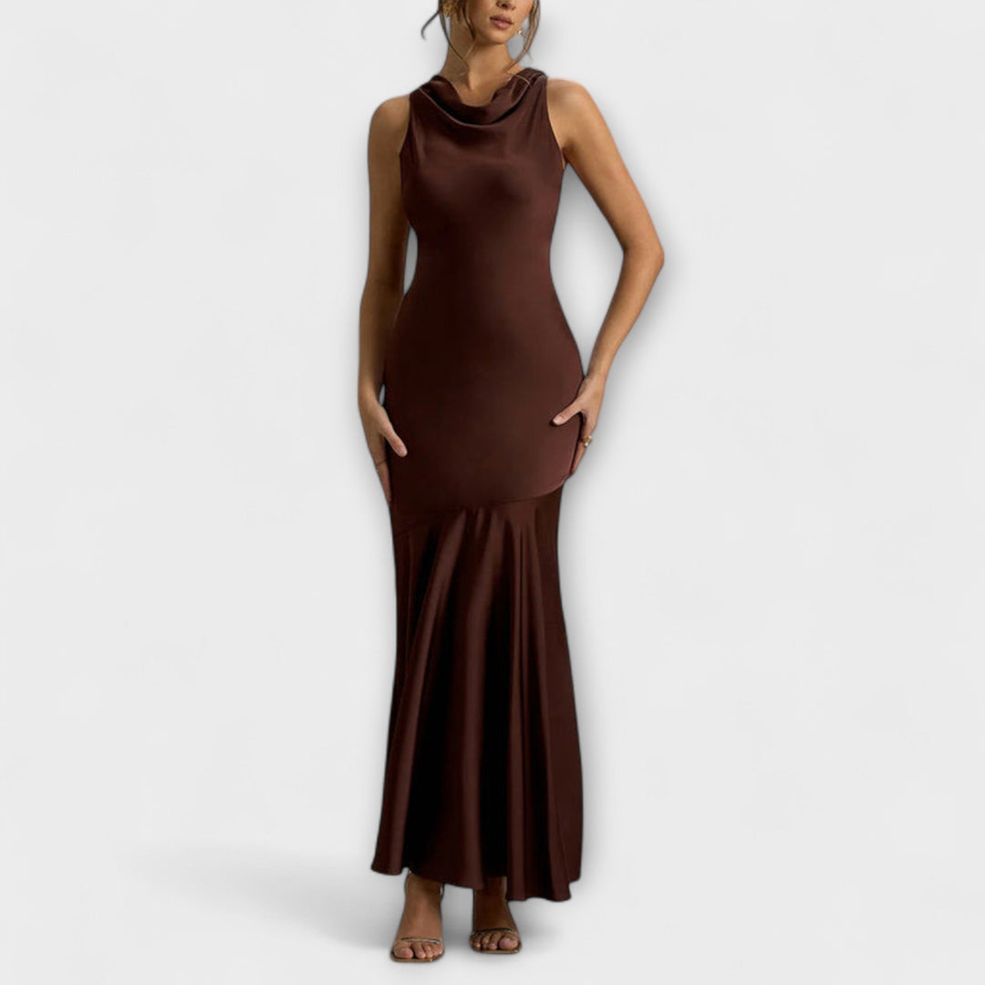 Matilde | Vestido maxi de seda con escote halter