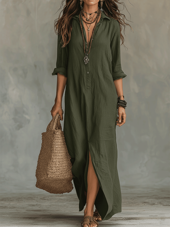 Salomé | Vestido camisero largo con botones