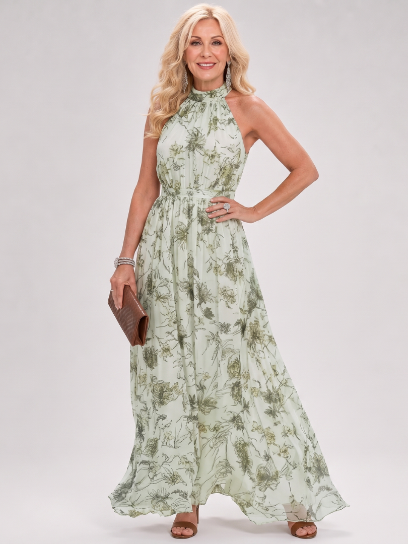 Miriam | Vestido midi con flores pequeñas sobre crema