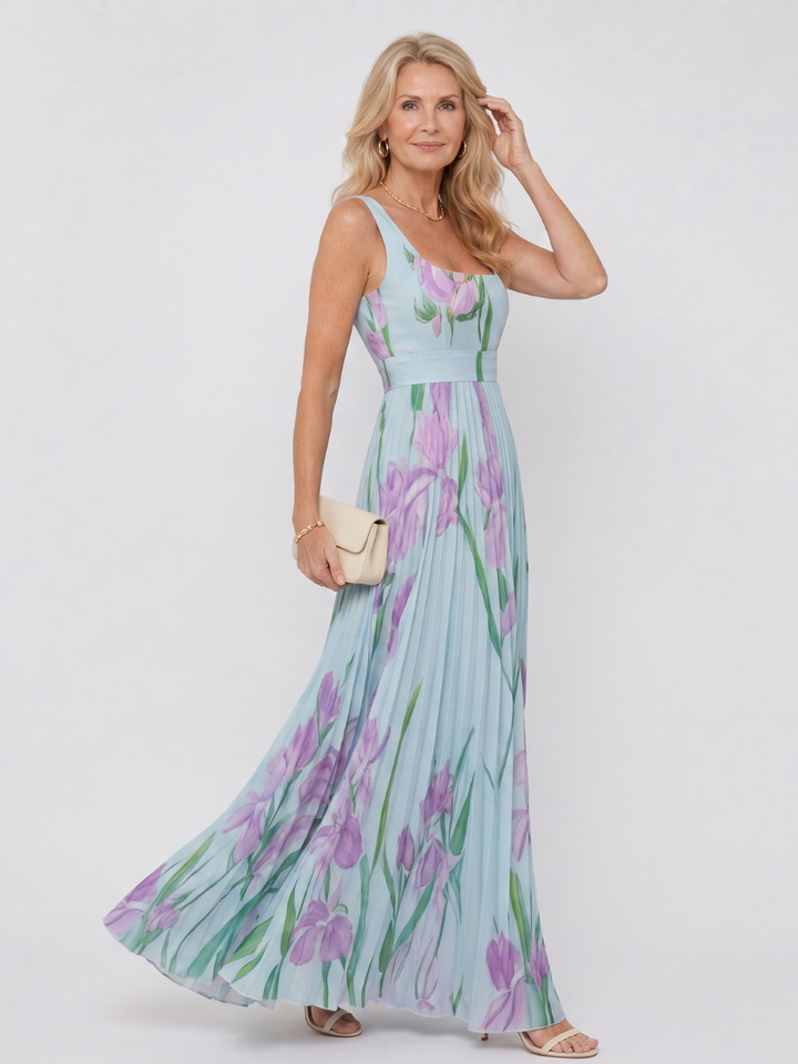 Gloria | Vestido plisado con tulipanes