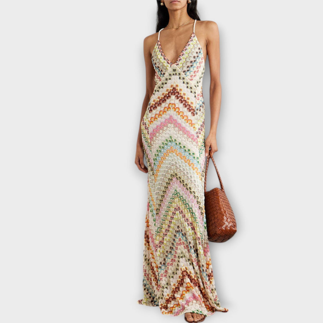 Mónica | Vestido maxi de punto con escote en pico