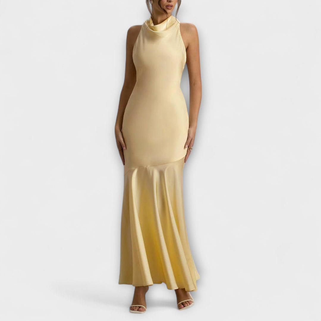 Matilde | Vestido maxi de seda con escote halter