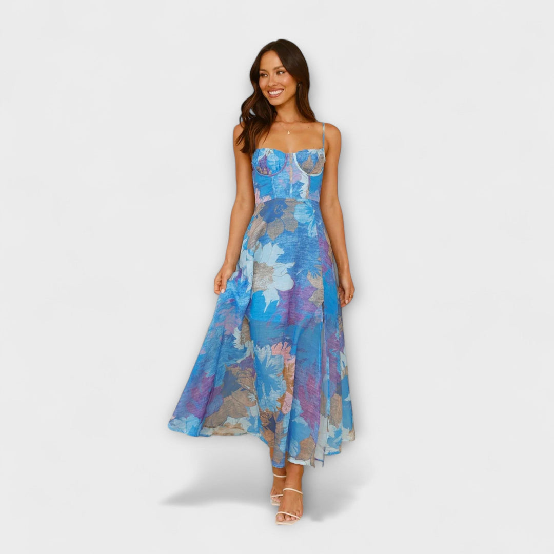 Olga | Vestido maxi floral con escote pronunciado