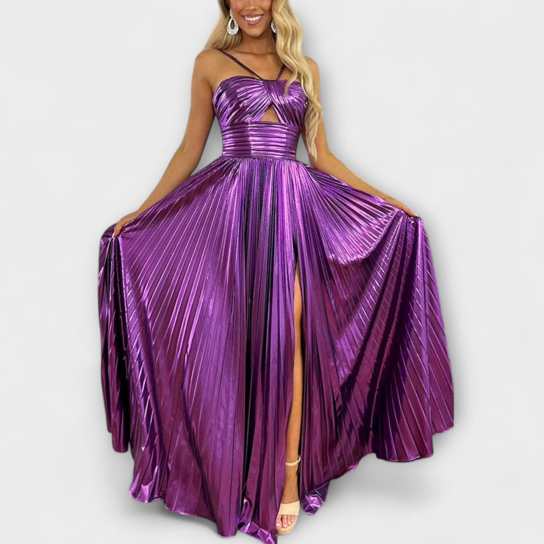 Daniela | Vestido maxi de tejido metalizado