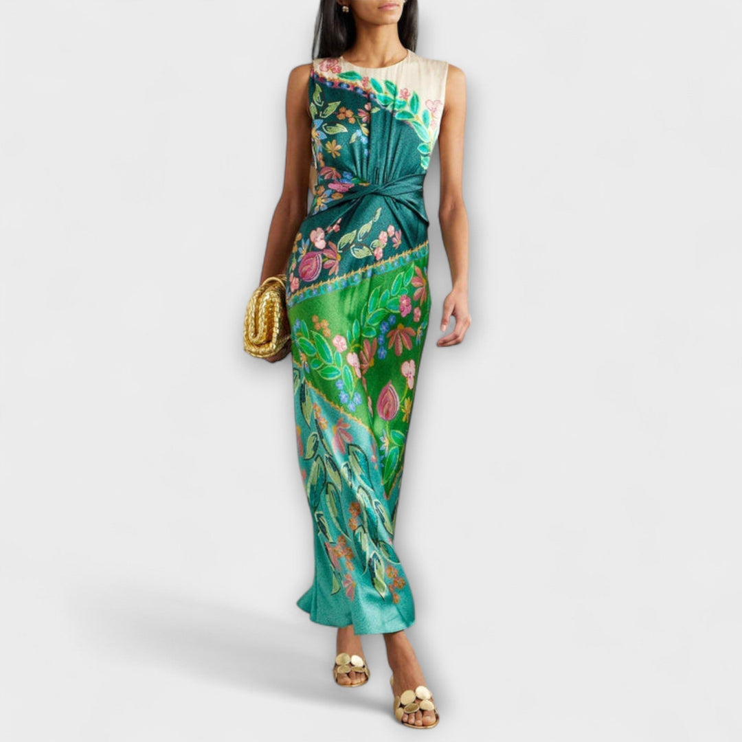 Marisa | Vestido maxi drapeado con estampado floral