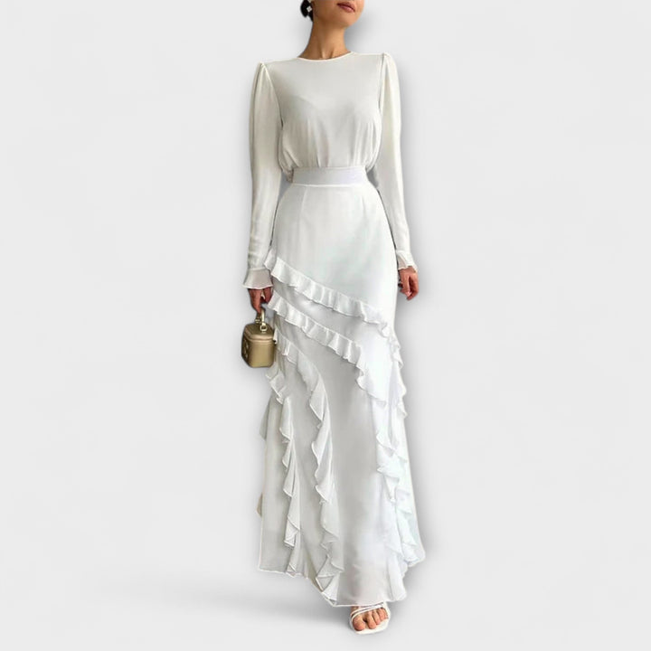 Clara | Vestido maxi entallado con volantes