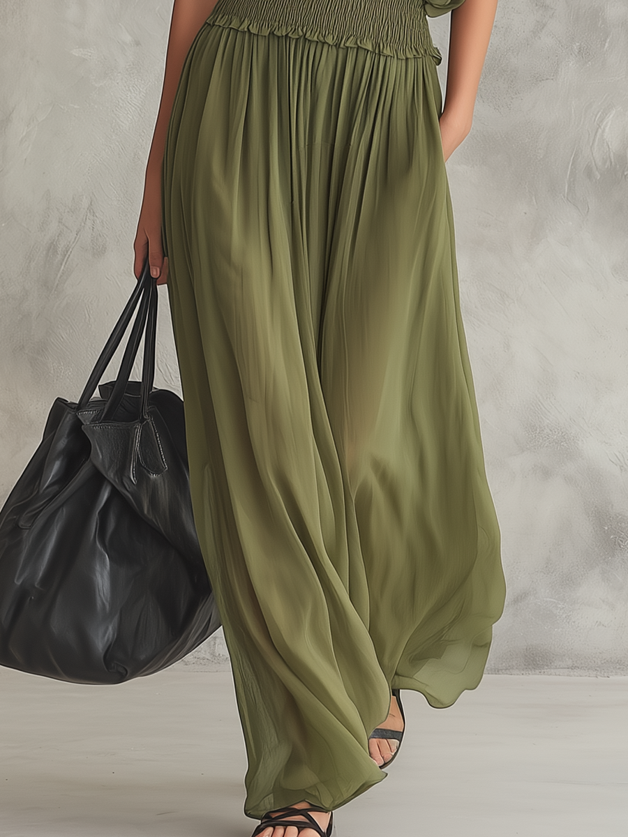 Brígida | Vestido largo con cintura fruncida