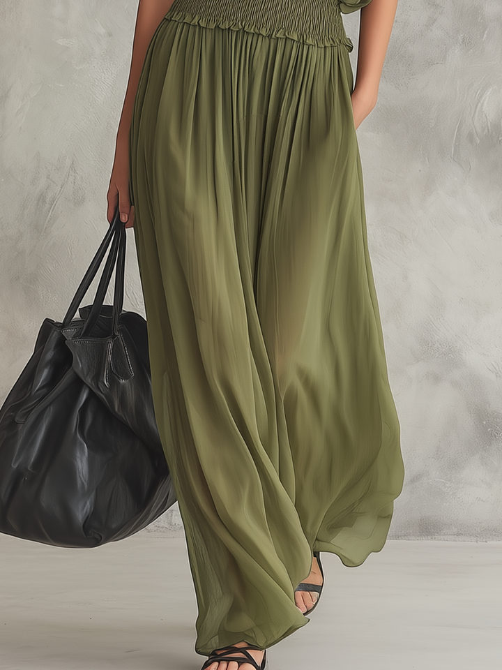 Brígida | Vestido largo con cintura fruncida