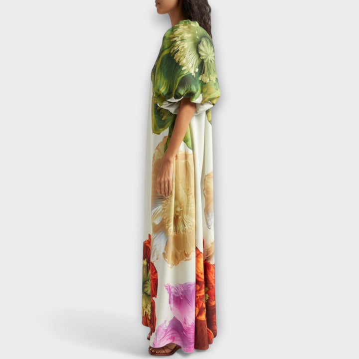 Luz | Vestido maxi floral de un hombro