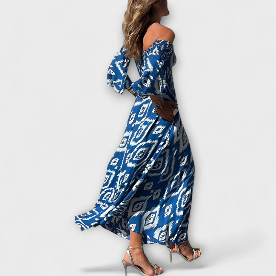 Laia | Vestido maxi con hombros descubiertos y flores