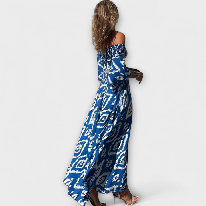 Laia | Vestido maxi con hombros descubiertos y flores