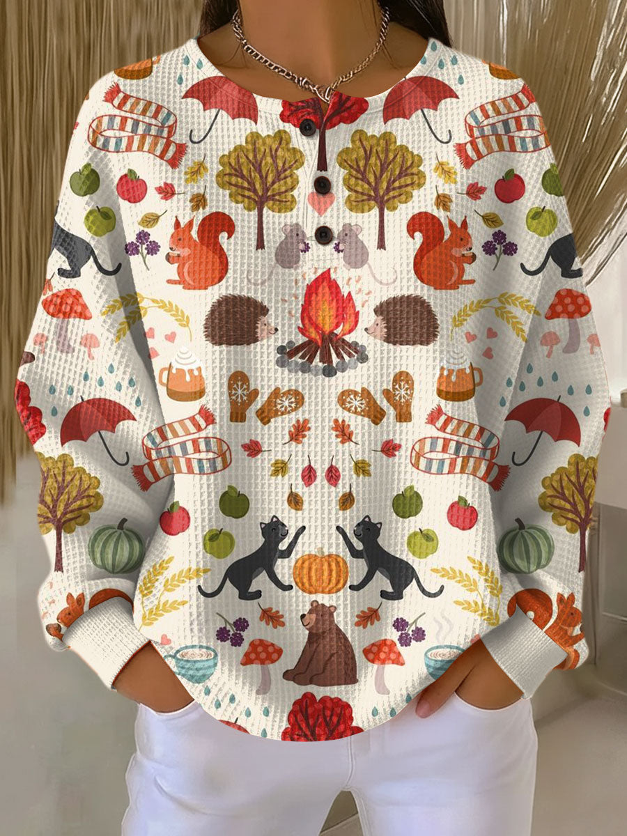 Begoña | Jersey con motivo de bosque otoñal