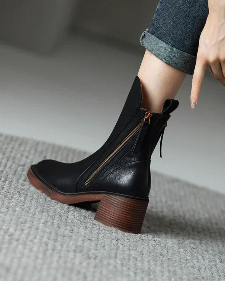 Amalia | Botas de piel con tacón cuadrado