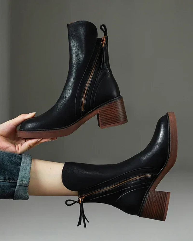Amalia | Botas de piel con tacón cuadrado