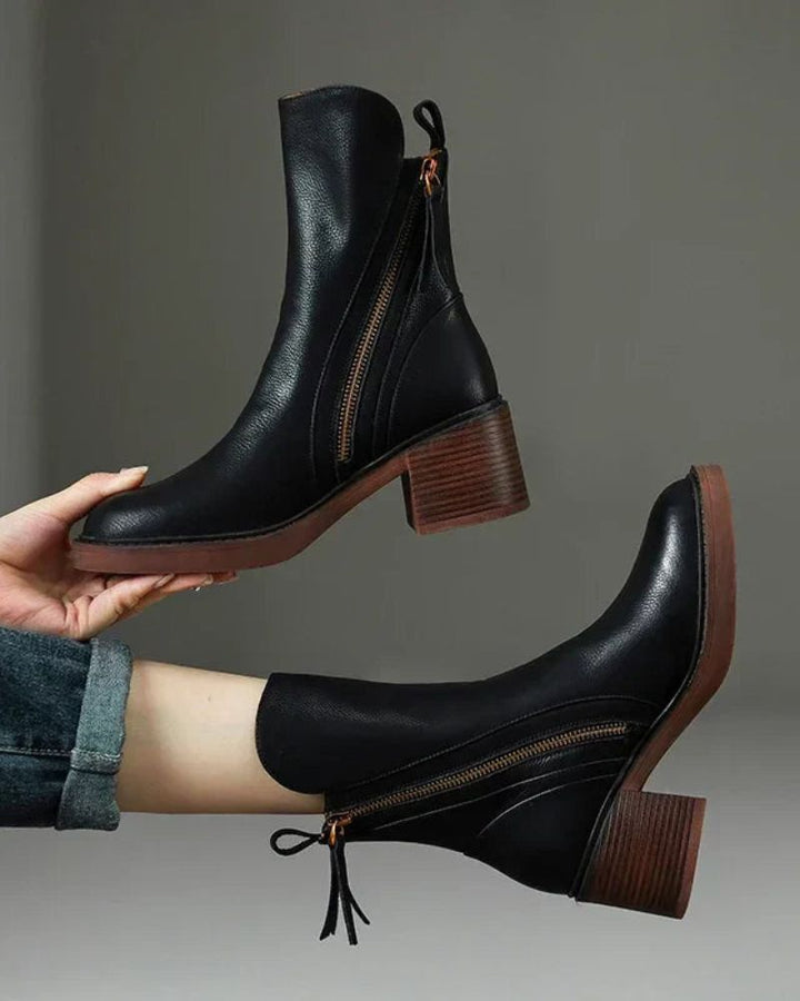 Amalia | Botas de piel con tacón cuadrado