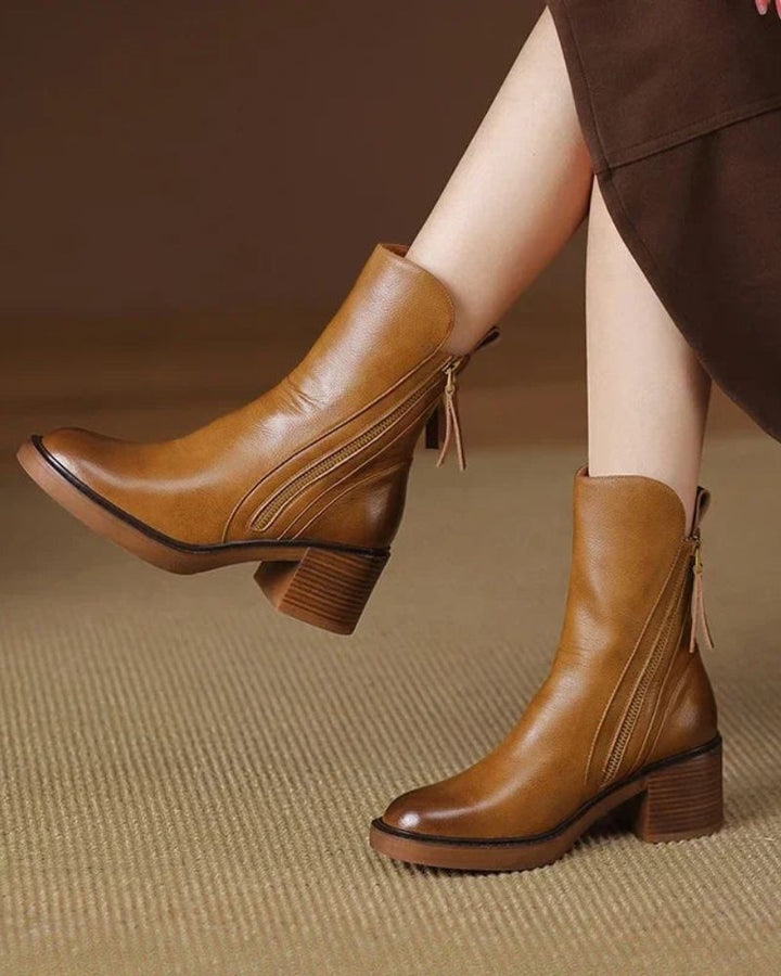 Amalia | Botas de piel con tacón cuadrado