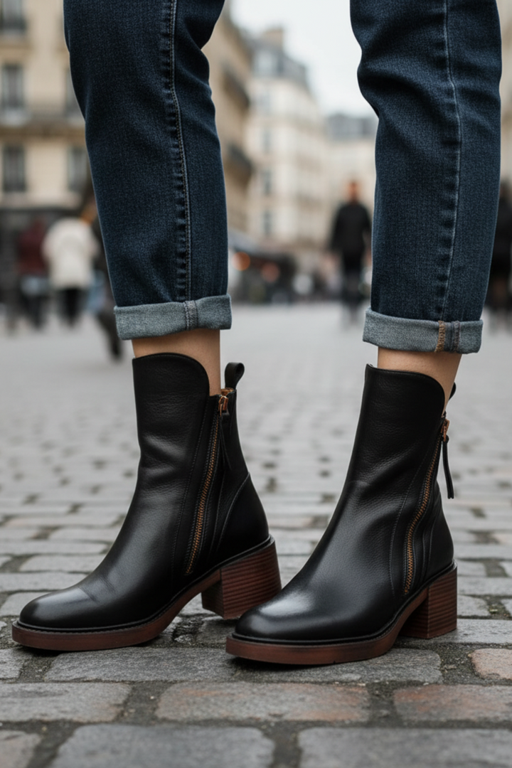 Amalia | Botas de piel con tacón cuadrado