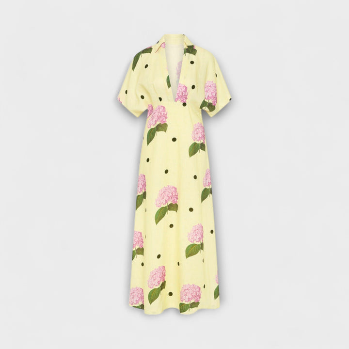Olivia | Vestido maxi vaporoso de lunares