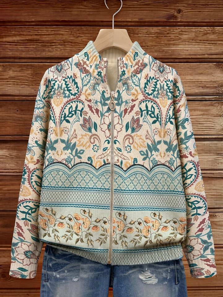Blanca | Cárdigan de punto con borde floral