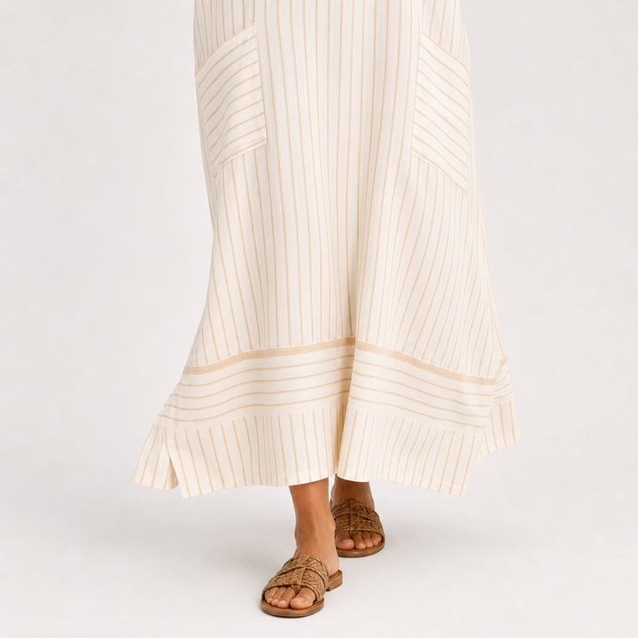 Nuria | Caftán beige de rayas
