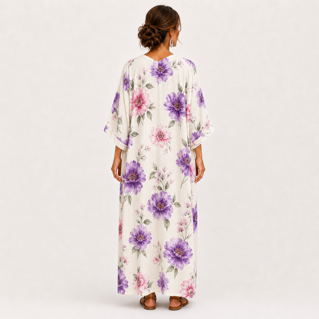 Elena | Caftán blanco con flores