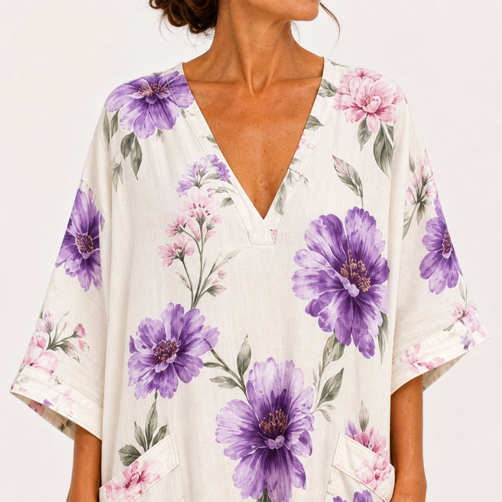 Elena | Caftán blanco con flores