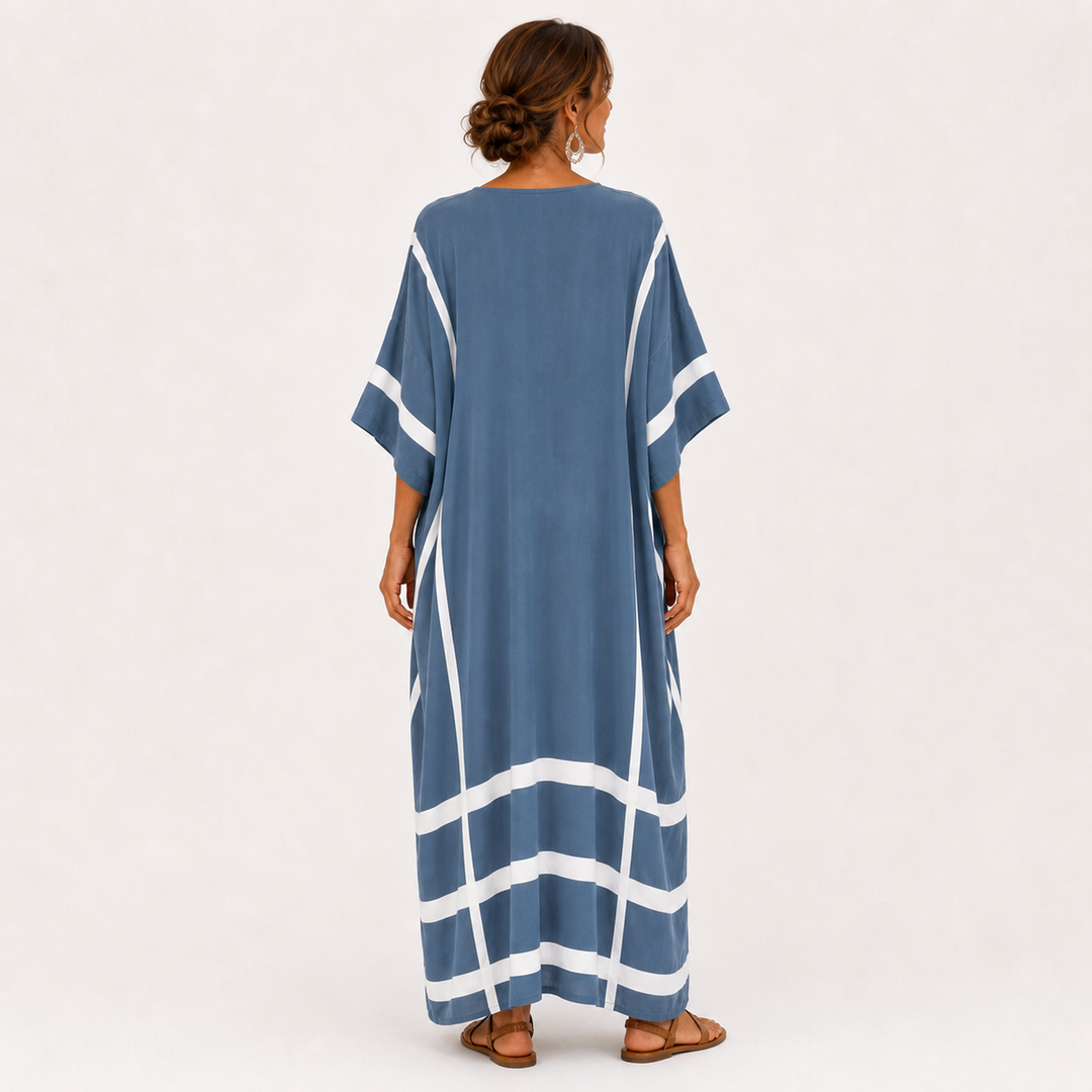 Elvira | Caftán azul de rayas
