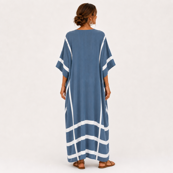 Elvira | Caftán azul de rayas