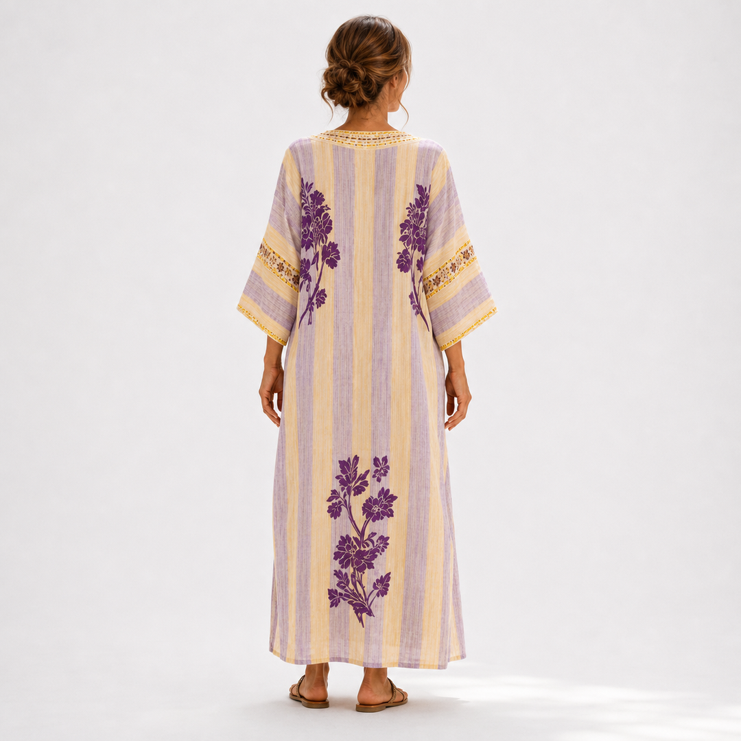 Amaya | Caftán lila con estampado floral