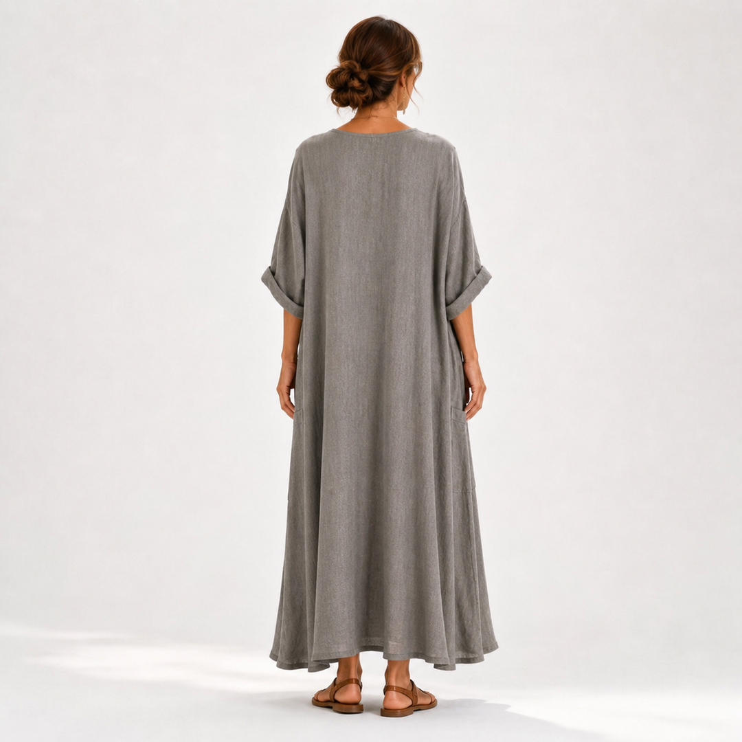 Adela | Caftán liso en gris