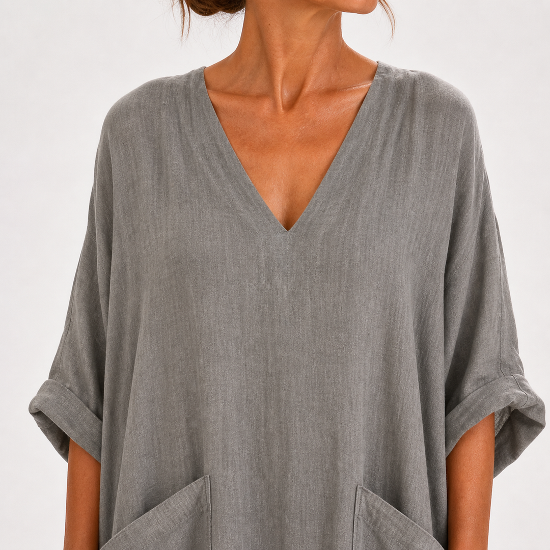 Adela | Caftán liso en gris