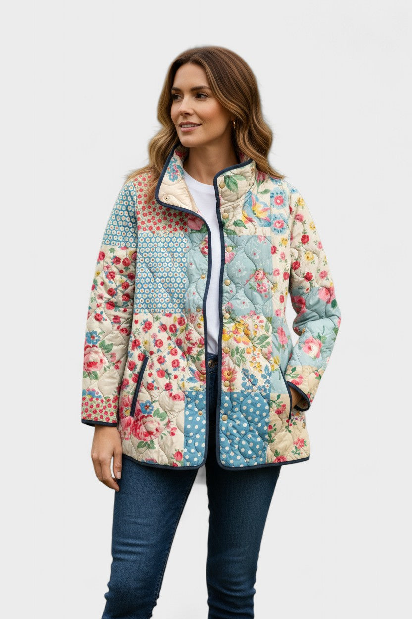Carmen | Chaqueta acolchada de patchwork con motivos florales