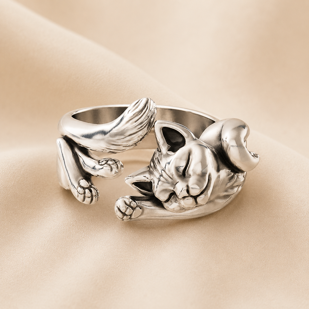 Celia | Anillo de gato plateado