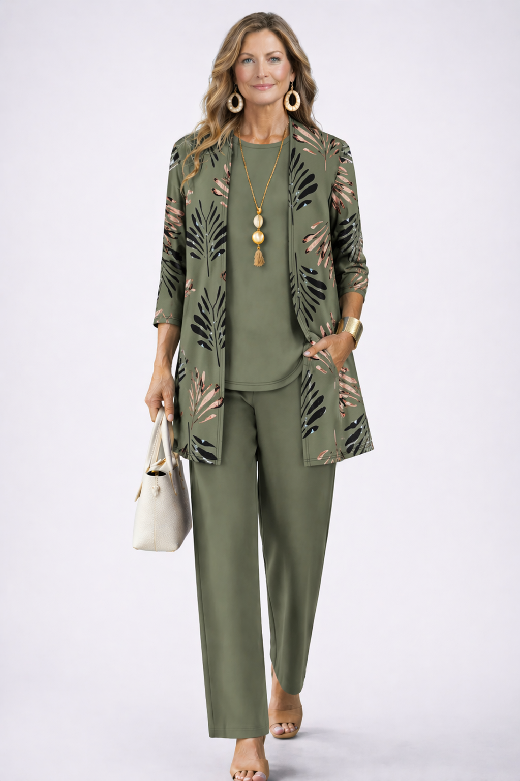 Amparo | Conjunto de tres piezas con pantalón estampado en varios colores