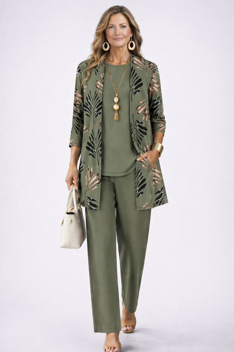 Amparo | Conjunto de tres piezas con pantalón estampado en varios colores