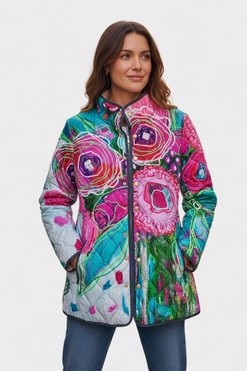 Consuelo | Chaqueta acolchada con estampado floral abstracto