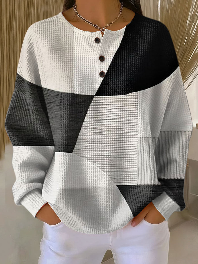 Montse | Jersey patchwork en blanco y negro