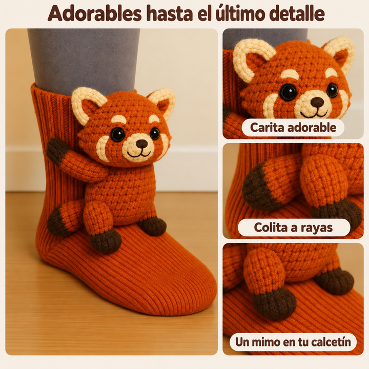 Irene | Calcetines con peluche de panda rojo