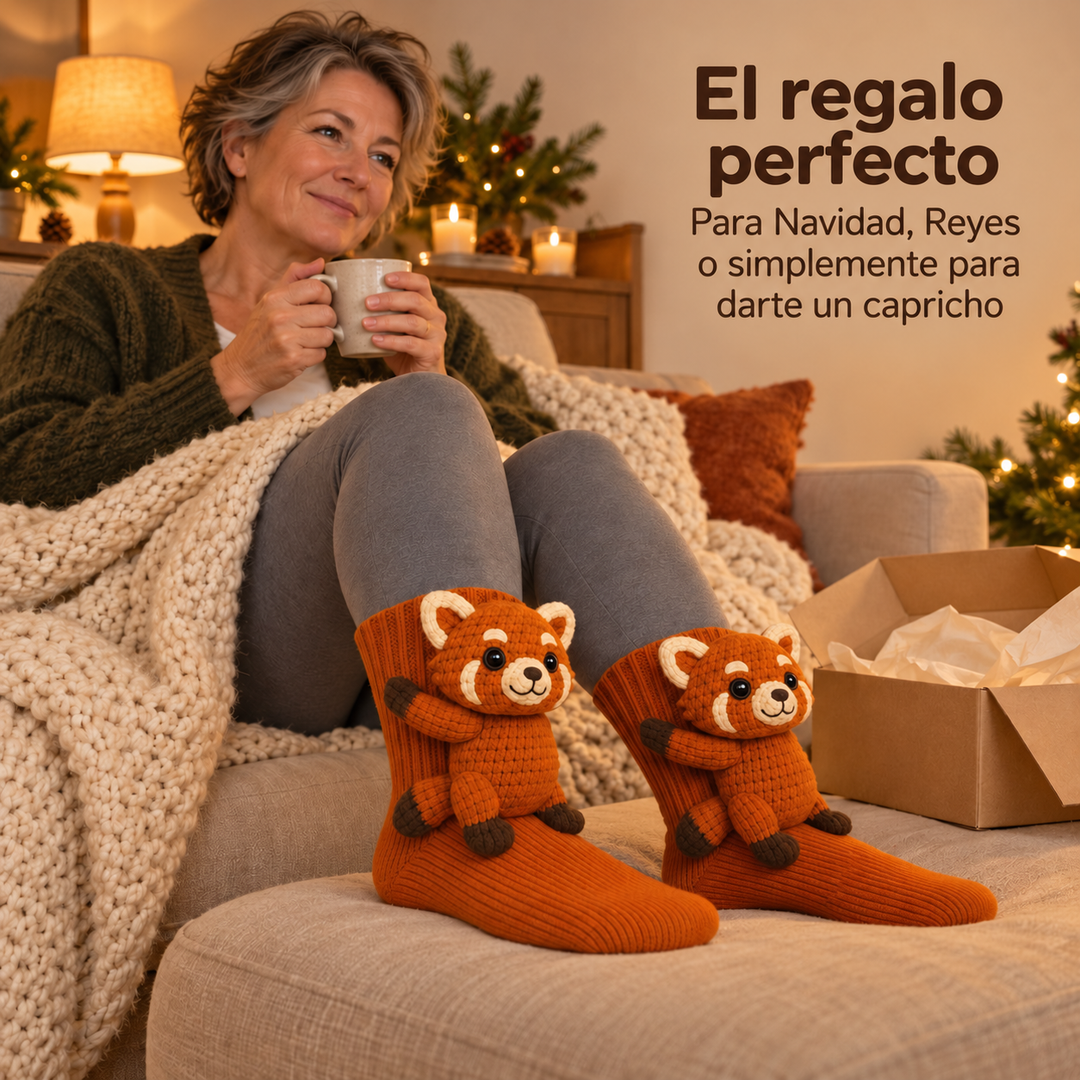 Irene | Calcetines con peluche de panda rojo