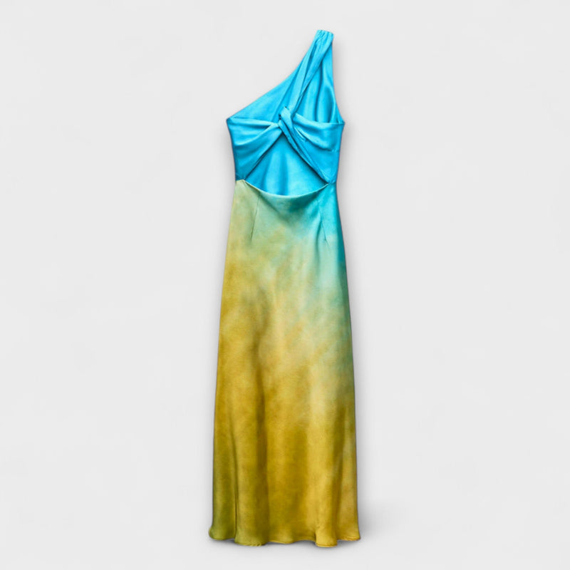 Victoria | Vestido midi de un solo hombro con tie-dye