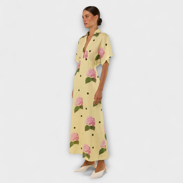 Olivia | Vestido maxi vaporoso de lunares