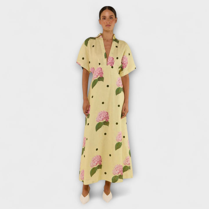 Olivia | Vestido maxi vaporoso de lunares